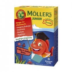 Möller’s Junior Omega-3 braškių skonio kramtomos žuvelės N45